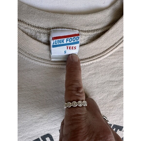 Junk Food Cropped Sweatshirt All You Need Is A Little Bit‎ Of Happiness Beige SM - Picture 7 of 14